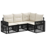 vidaXL Tuinbank Set 5 pcs Zwart en Crème Wit poly rattan