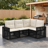 vidaXL Tuinbank Set 5 pcs Zwart en Crème Wit poly rattan