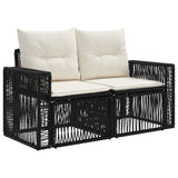 vidaXL Tuinbank Set 5 pcs Zwart en Crème Wit poly rattan