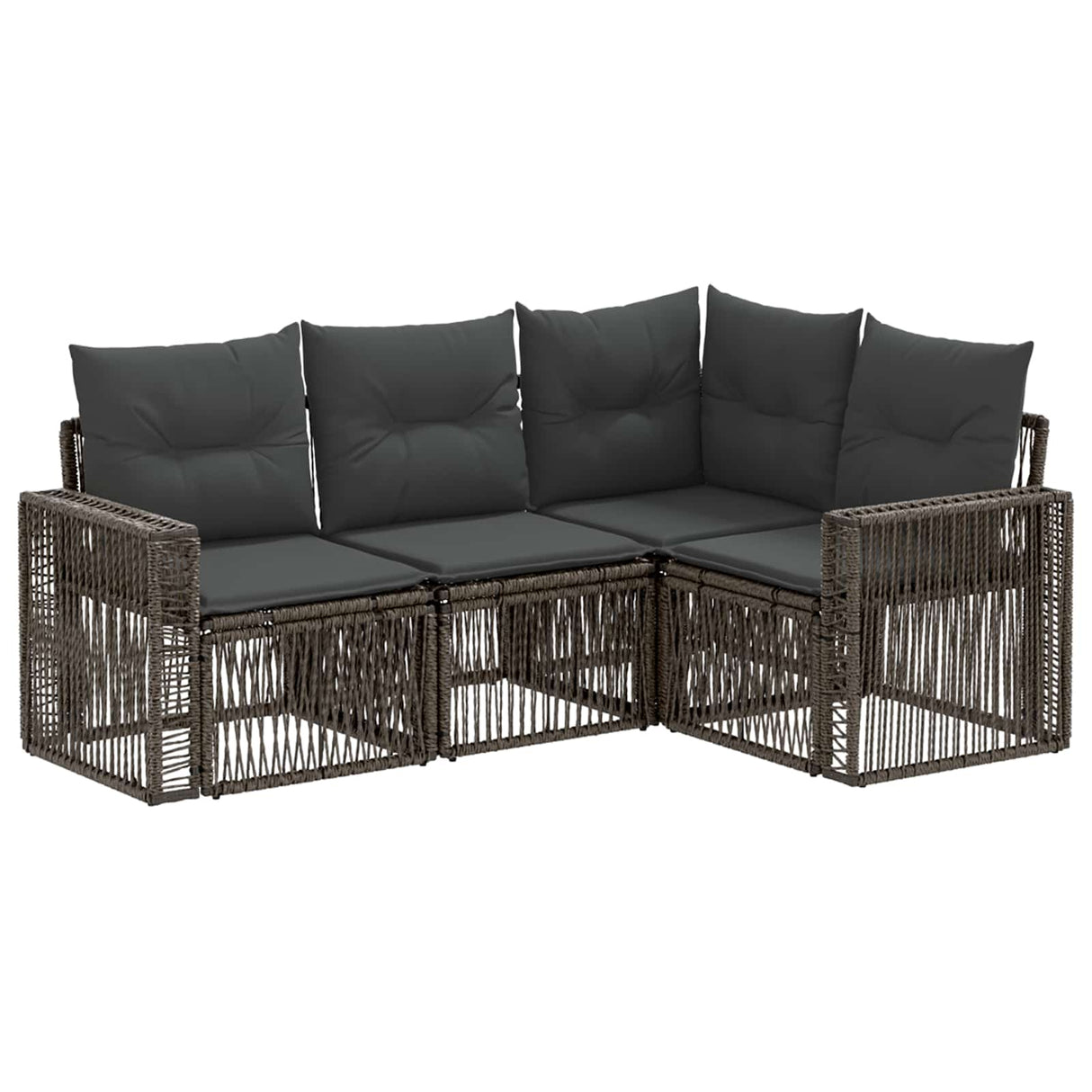 vidaXL Tuinbank Set 5 pcs Zwart en Crème Wit poly rattan