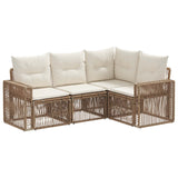 vidaXL Tuinbank Set 5 pcs Zwart en Crème Wit poly rattan