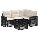 vidaXL Tuinbank Set 5 pcs Zwart en Crème Wit poly rattan