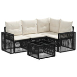 vidaXL Tuinbank Set 5 pcs Zwart en Crème Wit poly rattan