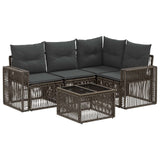 vidaXL Tuinbank Set 5 pcs Zwart en Crème Wit poly rattan