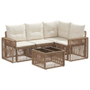 vidaXL Tuinbank Set 5 pcs Zwart en Crème Wit poly rattan