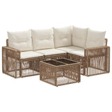 vidaXL Tuinbank Set 5 pcs Zwart en Crème Wit poly rattan