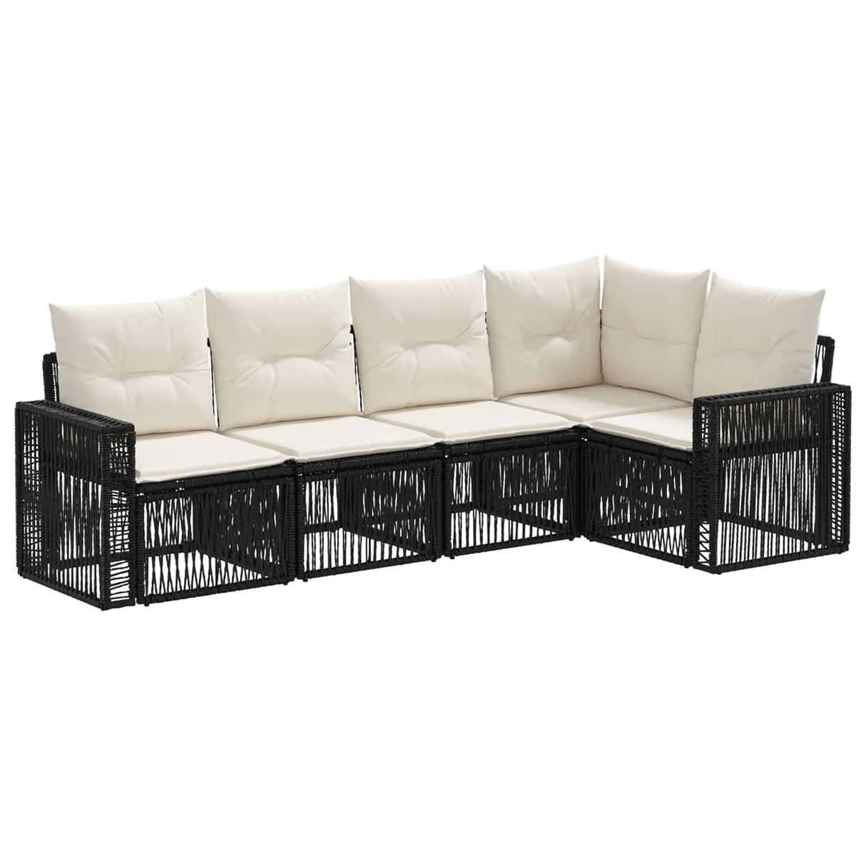 vidaXL Tuinbank Set 6 pcs Zwart en Crème Wit poly rattan