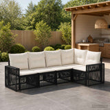 vidaXL Tuinbank Set 6 pcs Zwart en Crème Wit poly rattan