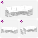 vidaXL Tuinbank Set 6 pcs Zwart en Crème Wit poly rattan