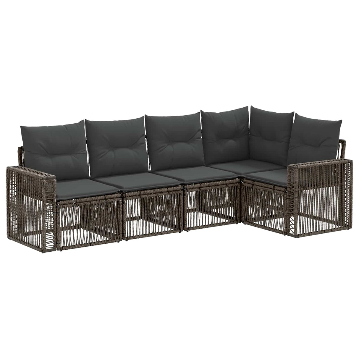 vidaXL Tuinbank Set 6 pcs Zwart en Crème Wit poly rattan