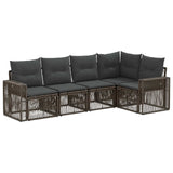 vidaXL Tuinbank Set 6 pcs Zwart en Crème Wit poly rattan