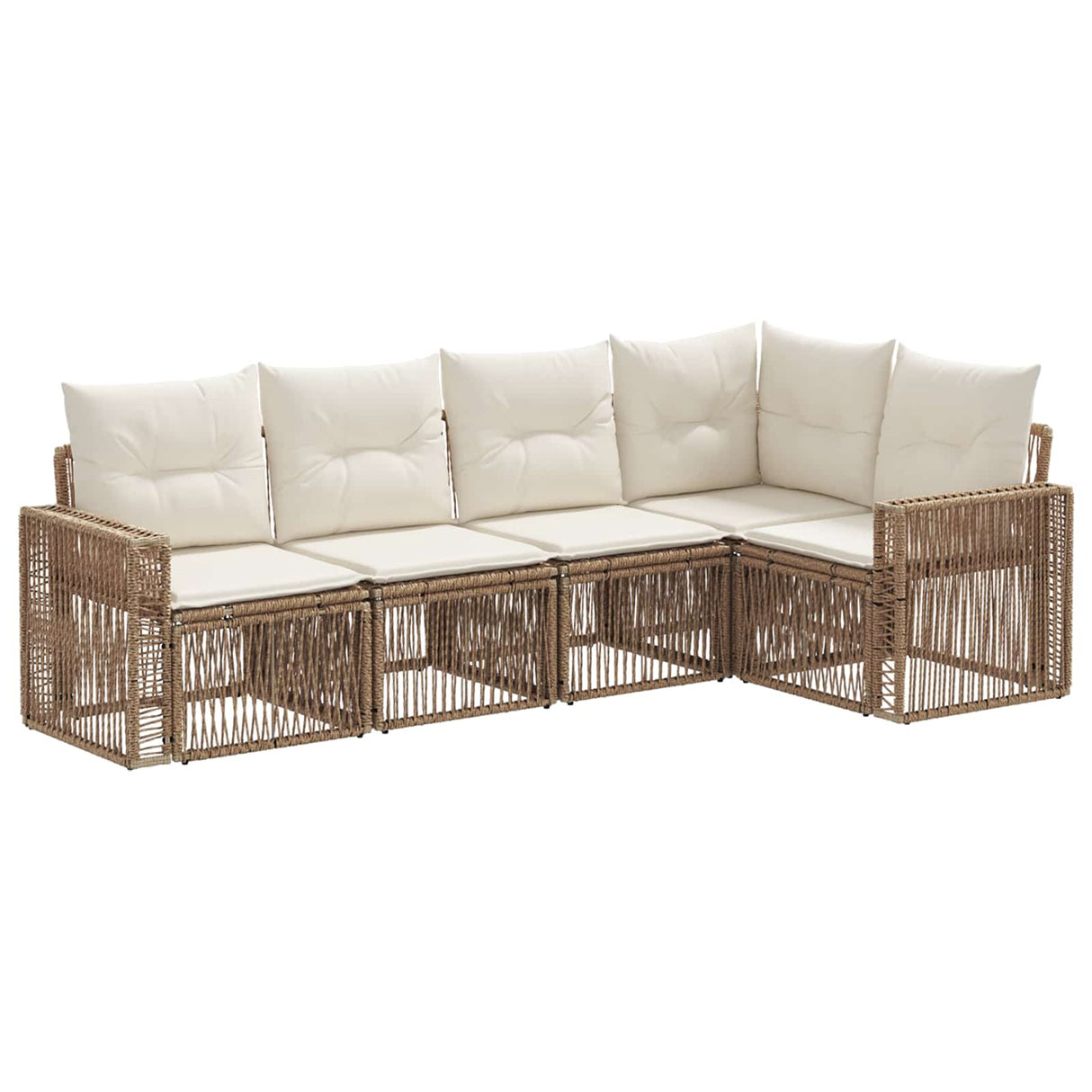 vidaXL Tuinbank Set 6 pcs Zwart en Crème Wit poly rattan