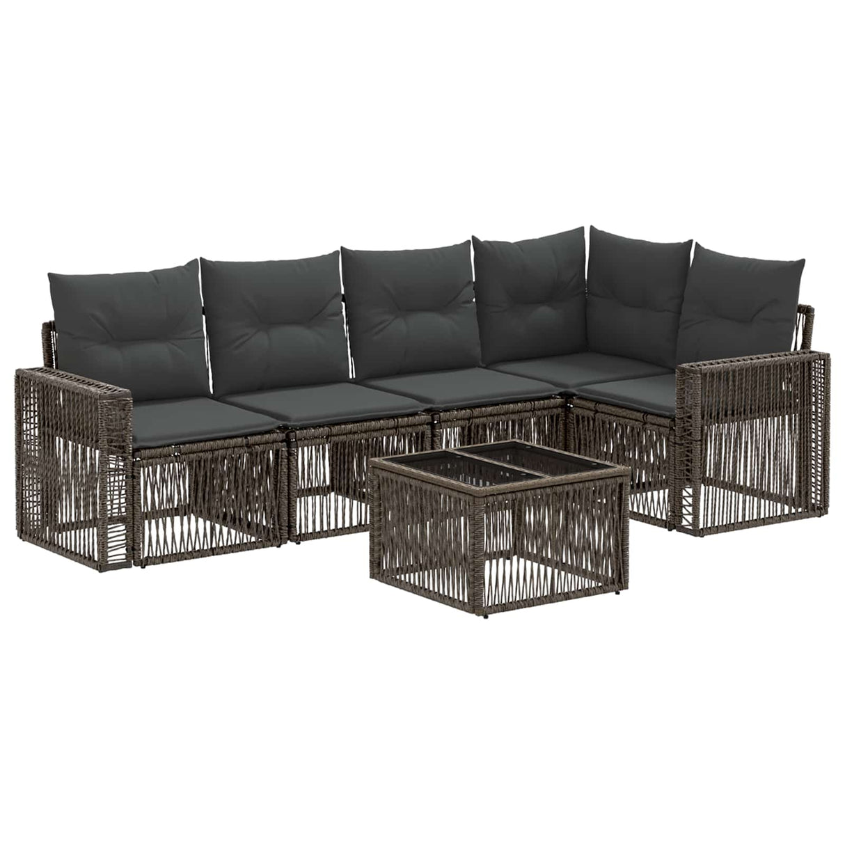 vidaXL Tuinbank Set 6 pcs Zwart en Crème Wit poly rattan