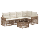 vidaXL Tuinbank Set 6 pcs Zwart en Crème Wit poly rattan