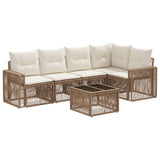 vidaXL Tuinbank Set 6 pcs Zwart en Crème Wit poly rattan
