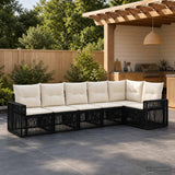 vidaXL Tuinbank Set 7 pcs Zwart en Crème Wit poly rattan