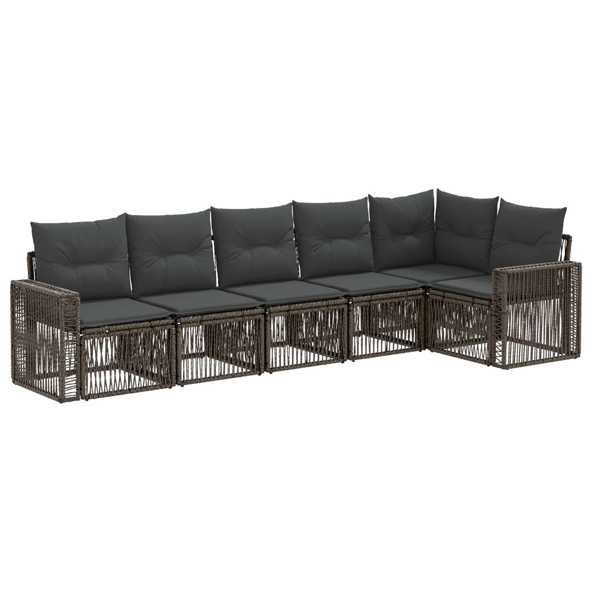 vidaXL Tuinbank Set 7 pcs Zwart en Crème Wit poly rattan