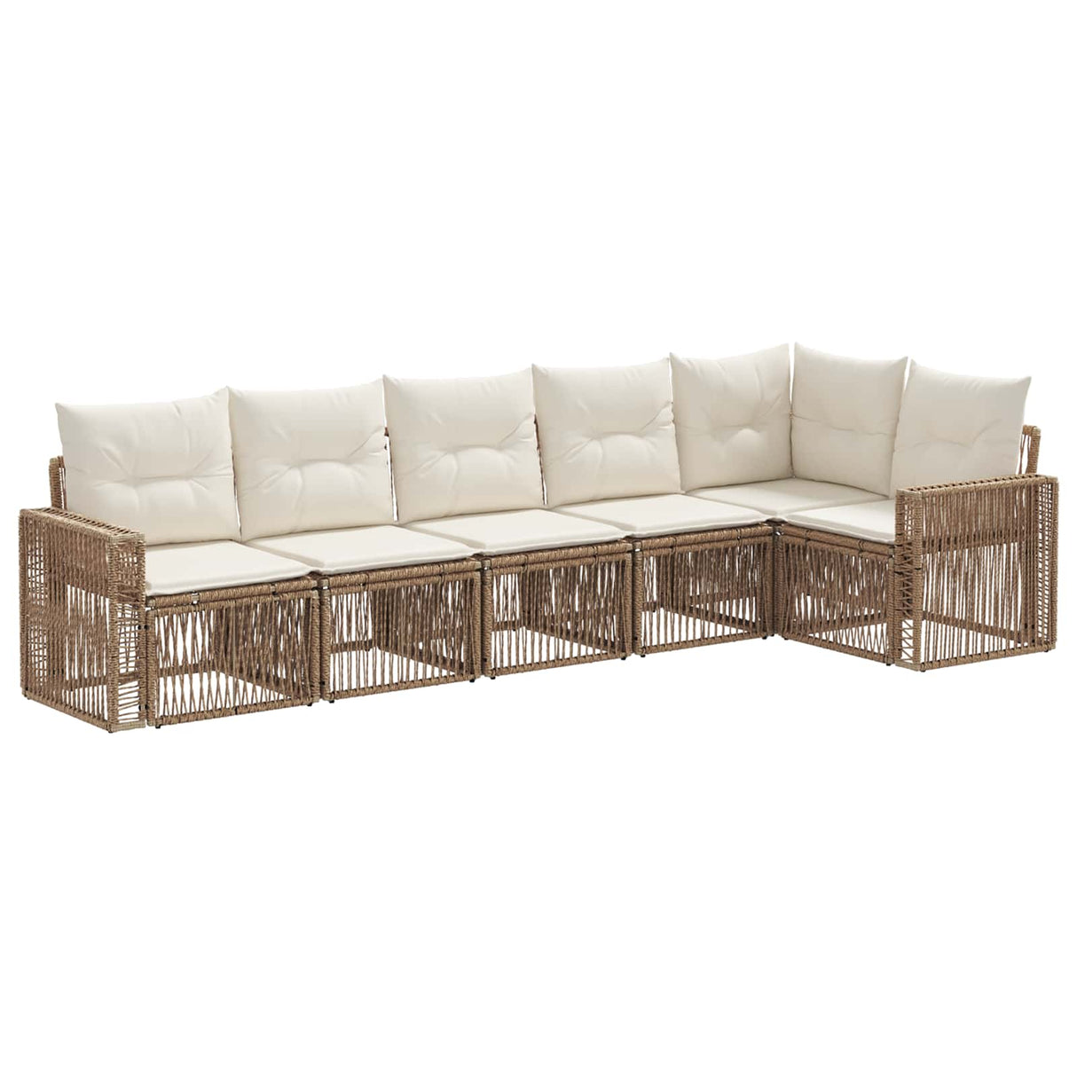 vidaXL Tuinbank Set 7 pcs Zwart en Crème Wit poly rattan