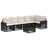 vidaXL Tuinbank Set 7 pcs Zwart en Crème Wit poly rattan