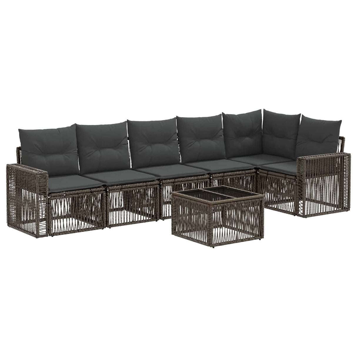vidaXL Tuinbank Set 7 pcs Zwart en Crème Wit poly rattan