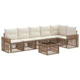 vidaXL Tuinbank Set 7 pcs Zwart en Crème Wit poly rattan