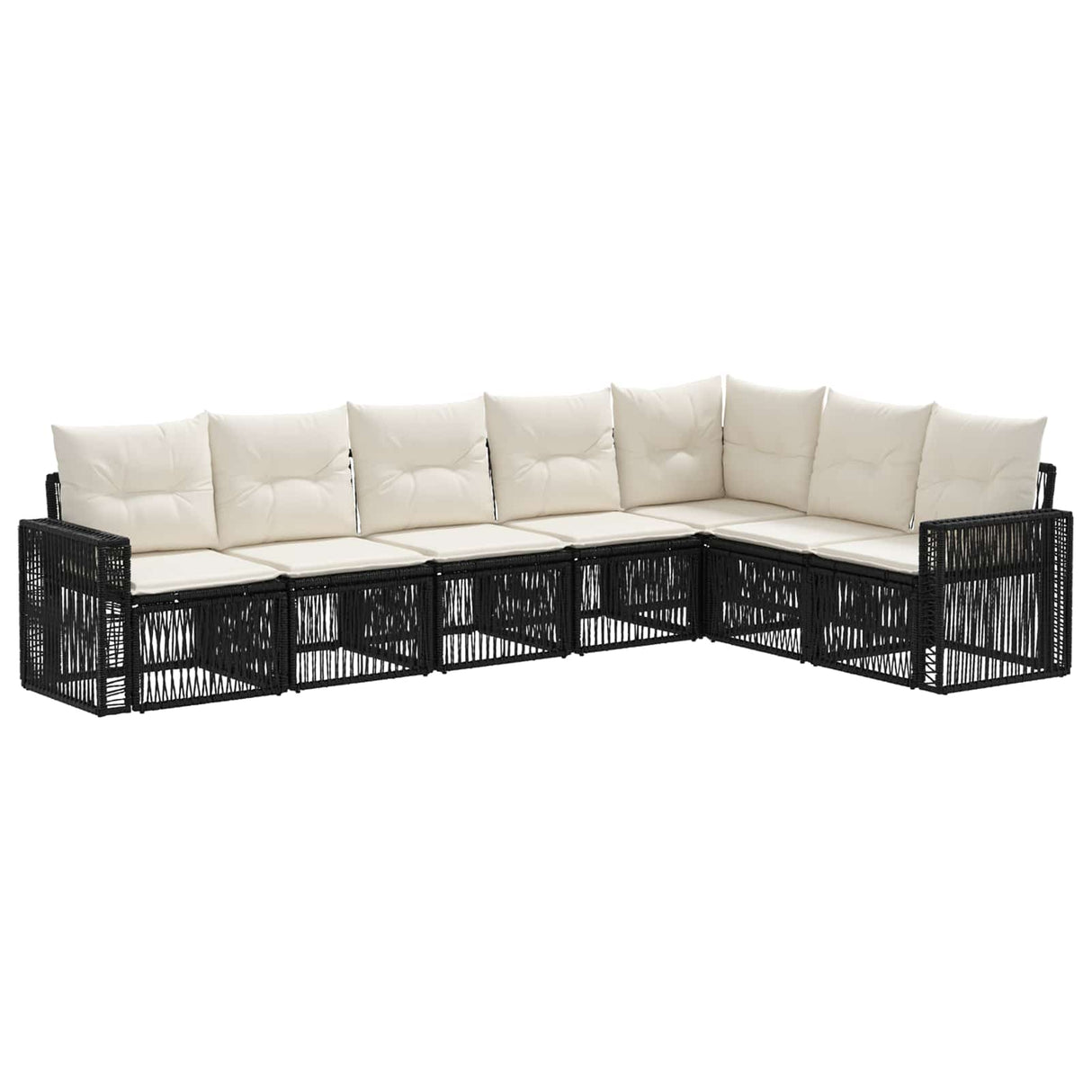 vidaXL Garden Lounge Set 8 pcs Black and Cream White poly rattan