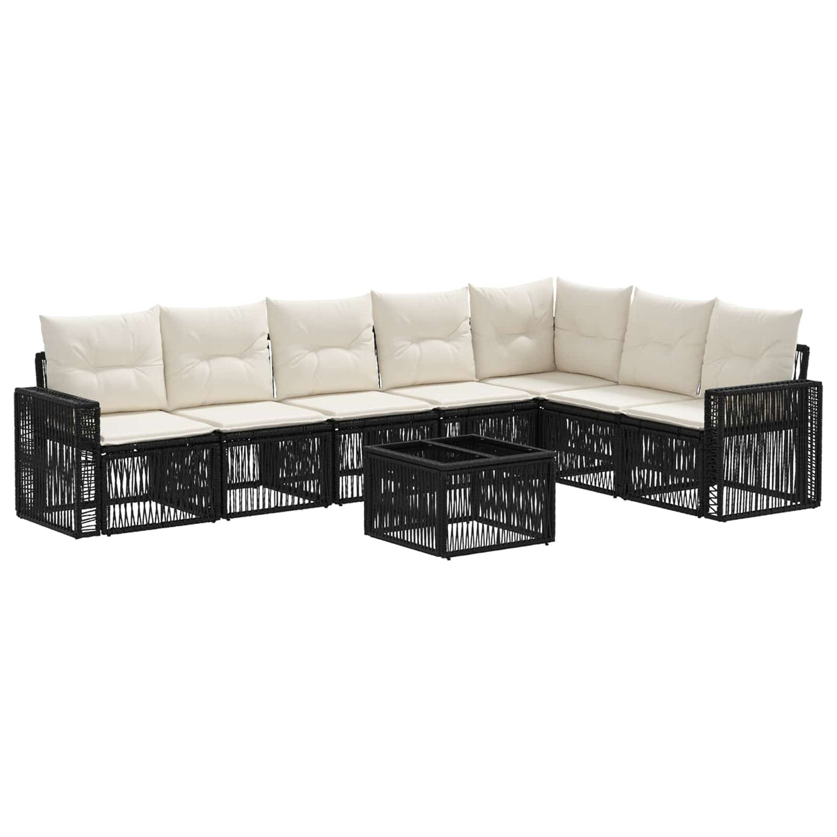 vidaXL Garden Lounge Set 8 pcs Black and Cream White poly rattan