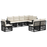 vidaXL Tuinbank Set 9 pcs Zwart en Crème Wit poly rattan