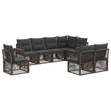 vidaXL Tuinbank Set 9 pcs Zwart en Crème Wit poly rattan