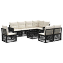 vidaXL Tuinbank Set 9 pcs Zwart en Crème Wit poly rattan