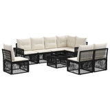 vidaXL Tuinbank Set 9 pcs Zwart en Crème Wit poly rattan