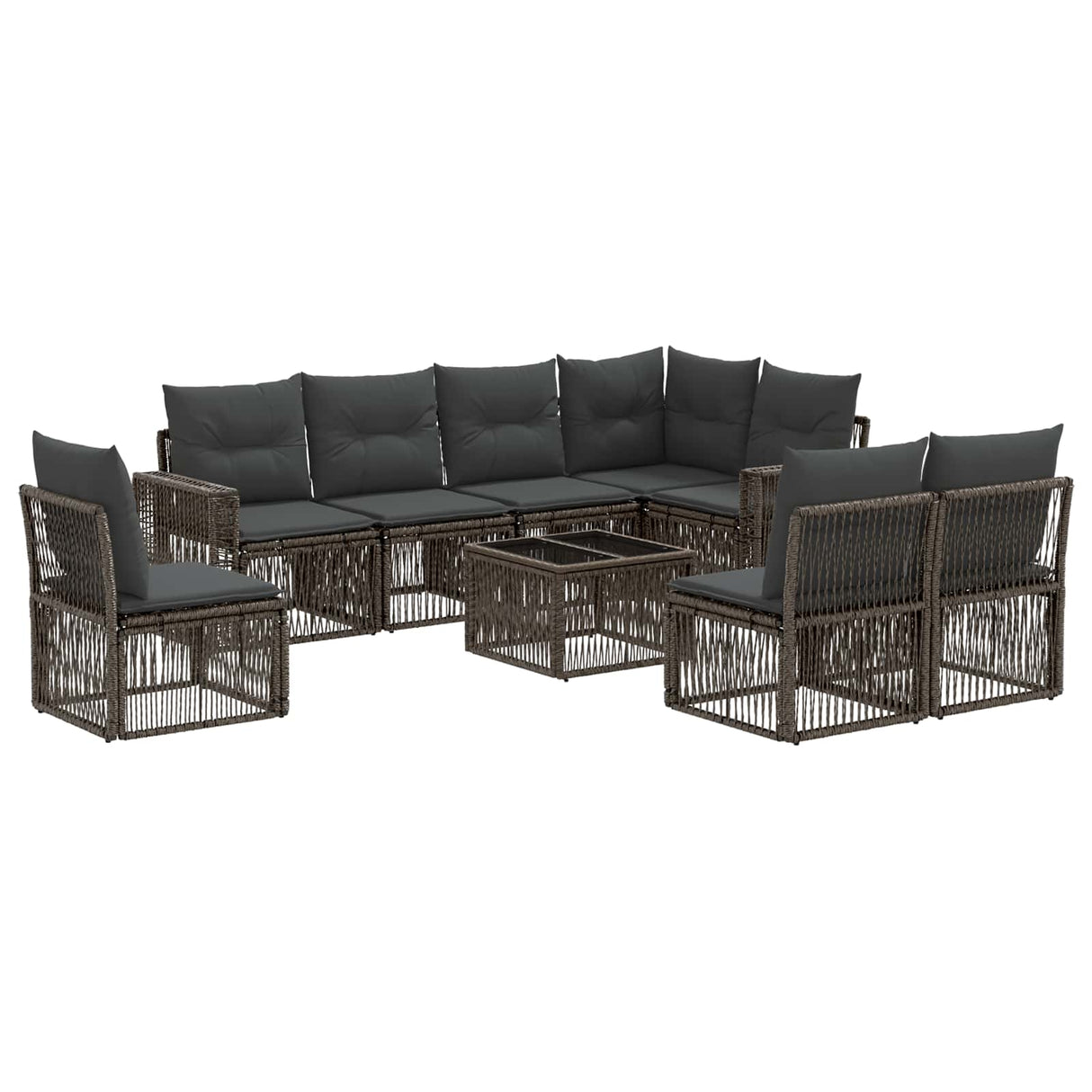 vidaXL Tuinbank Set 9 pcs Zwart en Crème Wit poly rattan