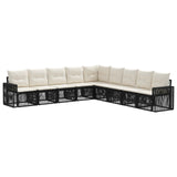vidaXL Tuinbank Set 10 pcs Zwart en Crème Wit poly rattan