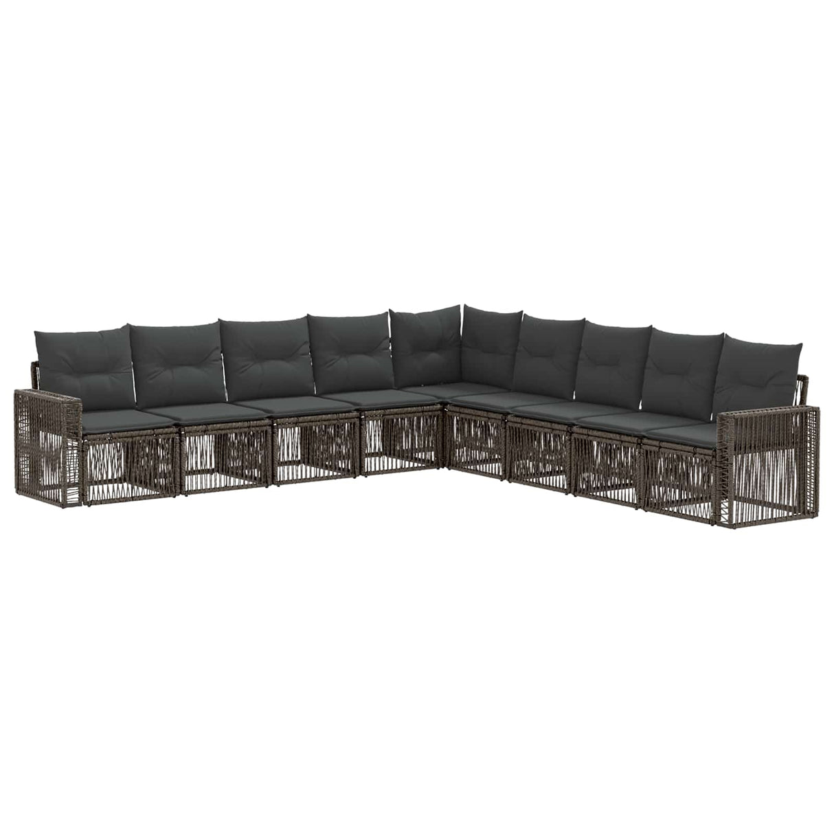 vidaXL Tuinbank Set 10 pcs Zwart en Crème Wit poly rattan
