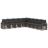 vidaXL Tuinbank Set 10 pcs Zwart en Crème Wit poly rattan