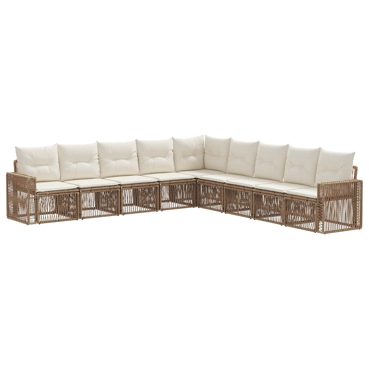 vidaXL Tuinbank Set 10 pcs Zwart en Crème Wit poly rattan