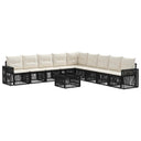 vidaXL Tuinbank Set 10 pcs Zwart en Crème Wit poly rattan