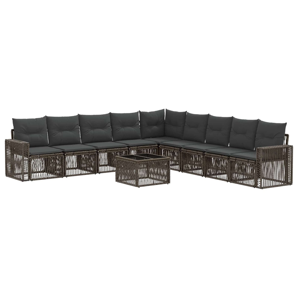 vidaXL Tuinbank Set 10 pcs Zwart en Crème Wit poly rattan