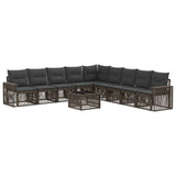 vidaXL Tuinbank Set 10 pcs Zwart en Crème Wit poly rattan