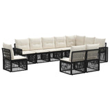 vidaXL Tuinbank Set 11 pcs Zwart en Crème Wit poly rattan