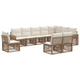vidaXL Tuinbank Set 11 pcs Zwart en Crème Wit poly rattan