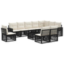 vidaXL Tuinbank Set 11 pcs Zwart en Crème Wit poly rattan