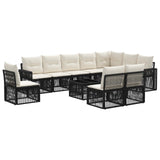 vidaXL Tuinbank Set 11 pcs Zwart en Crème Wit poly rattan