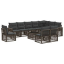 vidaXL Tuinbank Set 11 pcs Zwart en Crème Wit poly rattan
