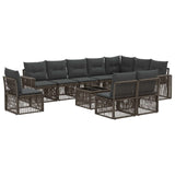 vidaXL Tuinbank Set 11 pcs Zwart en Crème Wit poly rattan
