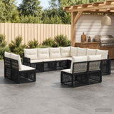 vidaXL Tuinbank Set 12 pcs Zwart en Crème Wit poly rattan