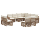 vidaXL Tuinbank Set 12 pcs Zwart en Crème Wit poly rattan