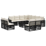 vidaXL Tuinbank Set 12 pcs Zwart en Crème Wit poly rattan