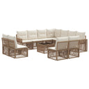 vidaXL Tuinbank Set 12 pcs Zwart en Crème Wit poly rattan
