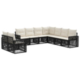 vidaXL Tuinbank Set 10 pcs Zwart en Crème Wit poly rattan